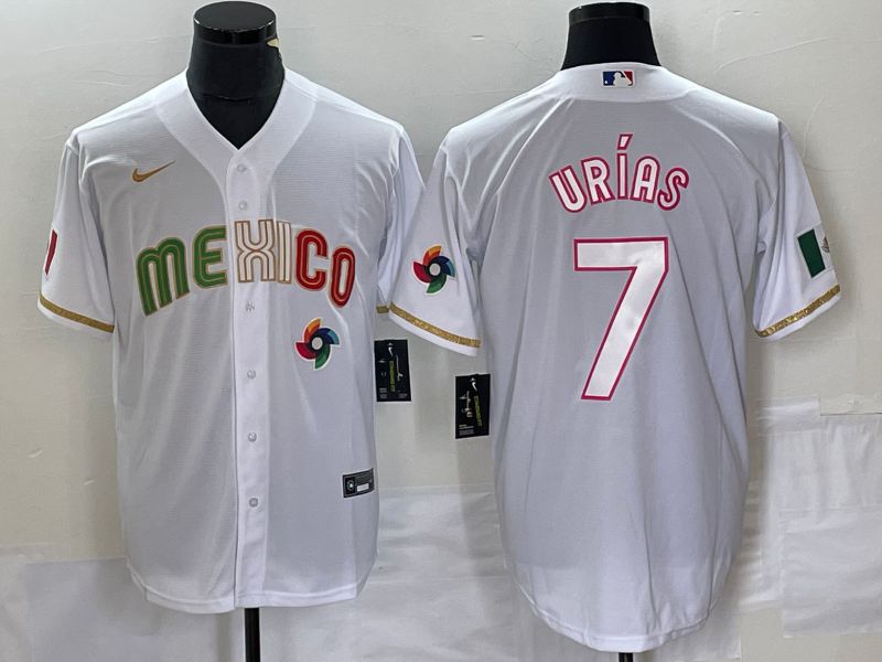 Men 2023 World Cub Mexico #7 Urias White Nike MLB Jersey style 32->kansas city chiefs->NFL Jersey